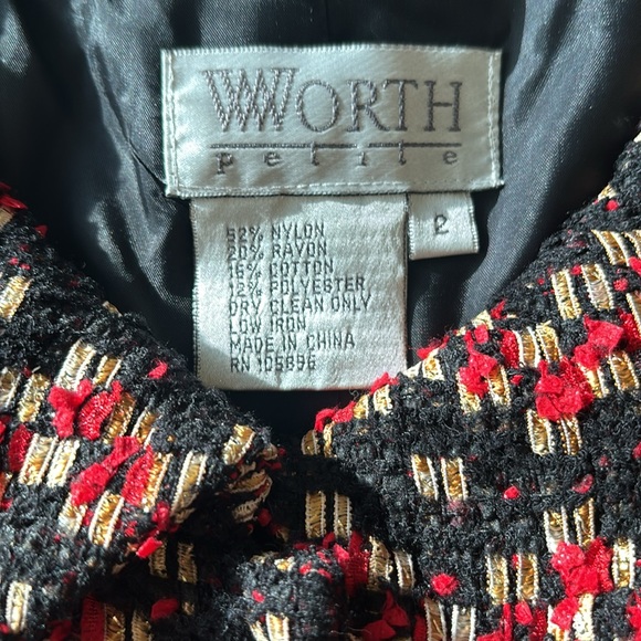 Worth Petite Checkered Black & Red Blazer size 2 - Picture 2 of 7